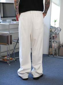 Manfinity Hypemode Vintage Style Men's Loose Fit Relaxed Straight Wide Leg Balloon Jeans In Beige