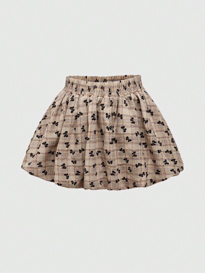 ROMWE Avant Minifalda de tela a cuadros con decoración de lazo y bajo tulipán para mujer