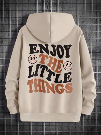 EURMUSE Heren Slogan & cartoon grafisch Trekkoord Thermisch gevoerd Hoodie