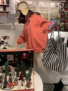 DAZY Women's Loose Letter Print Crew Neck Sweatshirt,Long Sleeve Tops,Fall Clothes - Burnt Orange - View 8