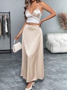 Pariaura Women's Elegant Satin Satin Skirt For Party