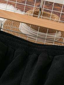 Plus Size Elastic Waist Straight Leg Casual Fashionable Street Style Pants - Black - View 6