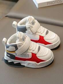 1 双儿童高帮休闲帆布鞋，适合男孩和女孩，春秋季运动鞋，适合室内、户外和学校穿着，适合所有季节 - 紅色 - 查看 3