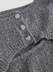 SHEIN MOD 大码灰色二合一休闲套头短毛衣 - 灰色 - 查看 3