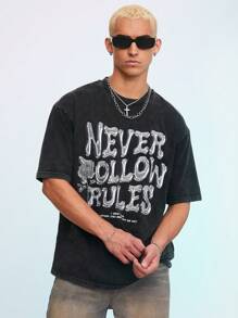 Manfinity VCAY Knitted Casual Men's Short Sleeve T-Shirt - Black - View 5