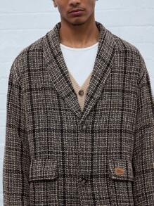 Manfinity VCAY Men's Winter Long Sleeve Casual Checkered Long Knitted Coat - Multicolor - View 5