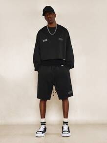 SUMWON Premium Oversized Coordinated Summer Set XXIII Studio Collection Short Sleeve Athletic Streetwear Sweatshirt Jort Set
