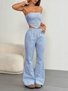 SHEIN Unity 2 件套女士夏季休闲条纹抹胸和裤子套装 - 彩色 - 查看 6