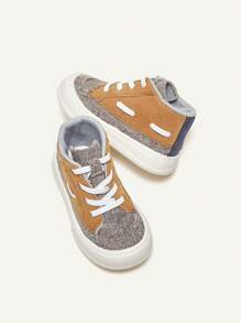 Cozy Pixies Boys' Fashionable Lace-up Comfortable Casual Canvas Shoes - Brown - View 4