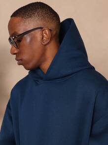 SUMWON Essential Heavyweight Hoodie Kangaroo Pocket Athleisure Pullover Winter Comfort Cozy Lounge Sports Everyday Casual - Blue - View 5