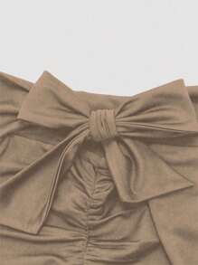 Mulvari 大码女式纯色腰部打结褶饰紧身裤