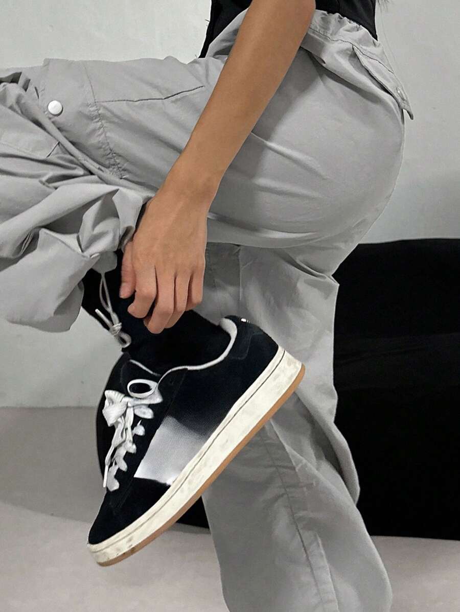 DAZY Women's Solid Color Drawstring Pocket Casual Pants Fall,Winter - Grey - View 1