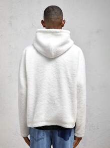 AKNOTIC Business Casual Veste décontractée à capuche en laine avec lettres brodées, à manches raglan amples, convenant pour l'automne et l'hiver - Blanc - Voir 5