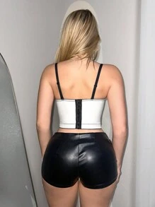 SHEIN Unity 女士细肩带露背扇形下摆蝴蝶结圆点吊带短款上衣