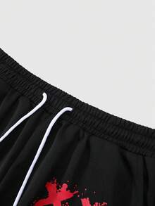 Manfinity EMRG Bộ áo hoodie mặt cười nam gồm áo hoodie dây rút & quần ống đứng - màu đen - Xem 5