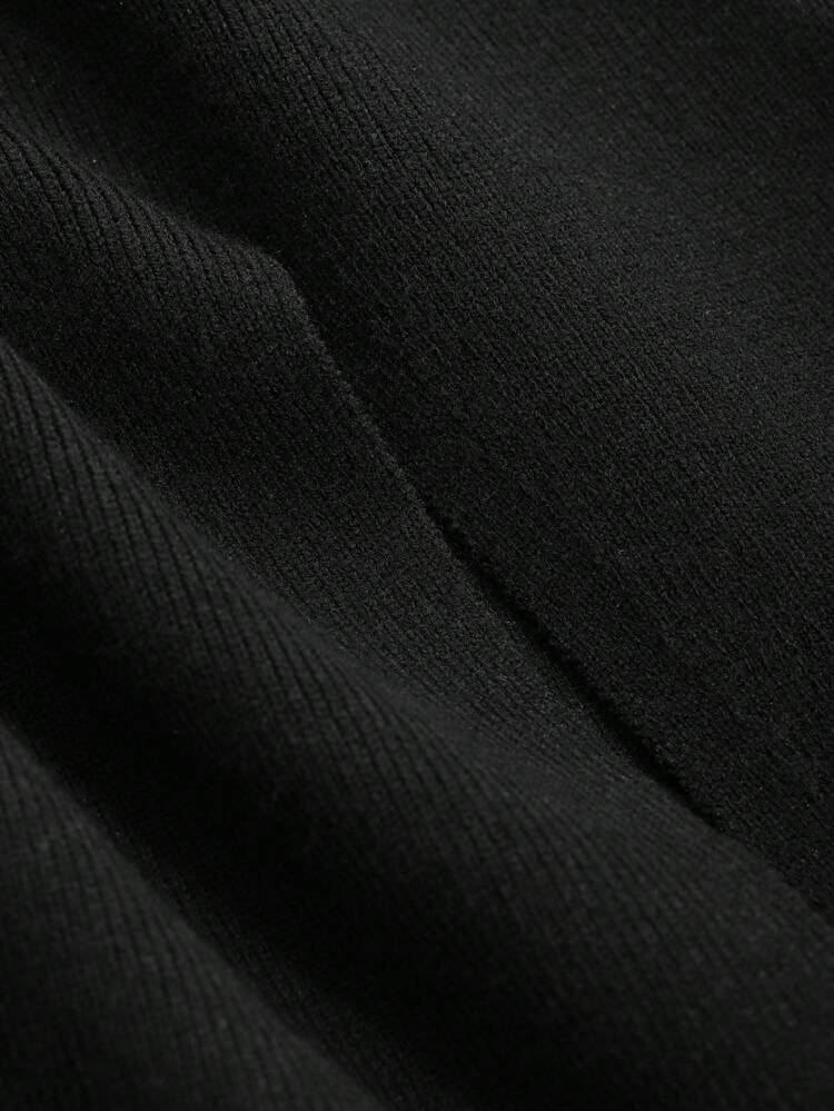 Women Round Neck Tight Fit Wrap Hem A-Line Sweater Fall