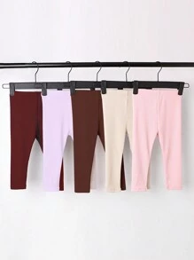 Ensemble de 3 pièces pour bébé fille : leggings côtelés simples et décontractés, pantalon polyvalent et extensible pour le printemps et l'automne - Multicolore - Voir 1