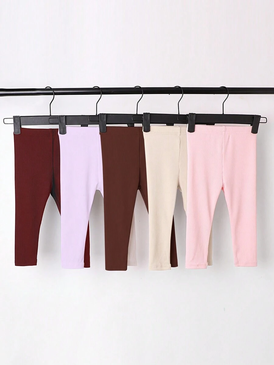 Ensemble de 3 pièces pour bébé fille : leggings côtelés simples et décontractés, pantalon polyvalent et extensible pour le printemps et l'automne - Multicolore - Voir 1