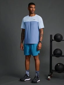 Acti Log Áo thun thể thao nam cổ tròn tay ngắn in chữ Boyfriend Style, quần áo tập gym - Màu xanh nhạt - Xem 5