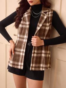 Vintamour Retro Elegant Women Regular Jacket, Autumn/Winter Fitted Waist Tie Belt Sleeveless Plaid Vest Jacket Vest Women Jackets Renaissance Fair Winter Women Coat Business Women Clothes Women Blazers Fall Women Outfits Homecoming Thanksgiving Women Outfit Fall Clothes Halloween Women Dress Winter Women Dress Women Blazers