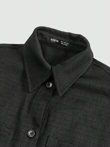 SHEIN EZwear أزياء فاخرة للحفلات بلوزات برقائق منسوجة - الأسود - مشاهدة 7
