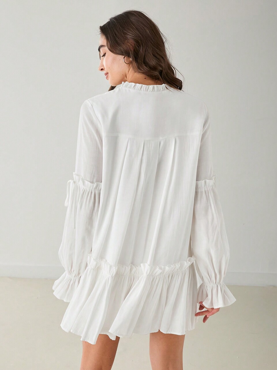 Women's White Summer Boho Holiday Vacation Dress, Sweetheart Ruffle Hem Outfit For Wedding Guest&Graduation&Garden Parties&Concert