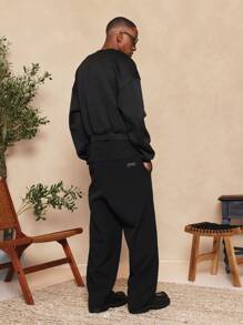 SUMWON Essential Sweatshirt Crop Fit Autumn Winter Casual Sport Athletic Athleisure Loungewear Workout Gym Streetwear Fashion - Black - View 4