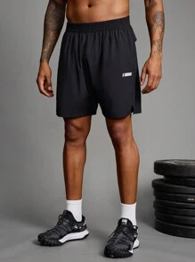 Manfinity Sport Corelite Herren Freundin Stil Shorts mit elastischem Bund, geometrischem Muster und Taschen, Lässig Fitness Shorts