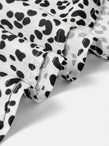 Modelyn 女式前扣长袖腰带豹纹时尚休闲阿拉伯朴素连衣裙 - 黑與白 - 查看 4