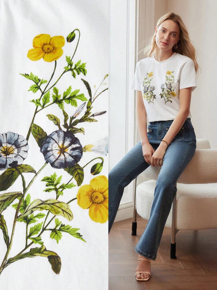 FLORAL PRINT SHORT SLEEVE TEE
