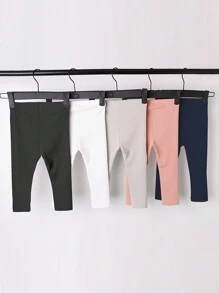Baby Girls Multi-Piece Set Casual Simple Leggings Ribbed High Elastic Versatile Pants, Spring & Autumn - Multicolor - View 2