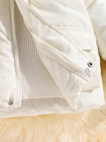 Young Boy Fashion Zip-Up Hooded Padded Coat With Fur Collar