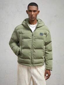 AKNOTIC Business Casual 1 pieza Abrigo holgado acolchado para hombre, adecuado para el invierno - Verde - Ver 4
