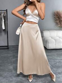 Pariaura Women's Elegant Satin Satin Skirt For Party