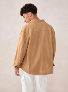 Chaqueta casual de manga larga con cuello alto y corte holgado para hombre, adecuada para otoño e invierno