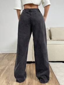Muchica Pantalones anchos negros para mujer - Negro - Ver 2