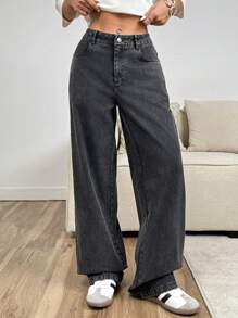 Muchica Pantalones anchos negros para mujer - Negro - Ver 4