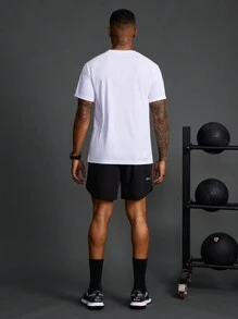Coreblaze Boyfriend Style Men's Letter Printed Crew Neck Short Sleeve Casual Gym Workout T-Shirt,Gym Clothes - Khaki - View 2