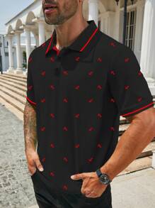 Manfinity Mode Plus Size Men's Summer Casual Anchor Printed POLO Shirt