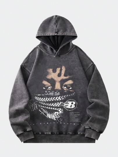 Street Life Men's Vintage Washed Hoodie Sweatshirt (Reinforced Collar, Cuffs & Hem)