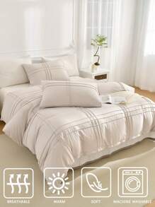 Beige Duvvet Cover Beige Striped Geometric Bedding Boho Twin Queen King Size Boho Shabby Chic Bedding Set 3 Pcs Super Soft Light Microfiber Duvet Cover 1 Duvet Cover With Zipper 2 Pillowcases No Comforter Gifts For Women&Men