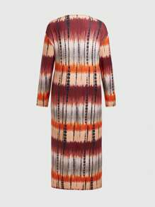 Slaydiva Plus Tie Dye Tube Bodycon Dress With Coat - Multicolor - View 3