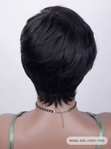 Korte Pixie Cut Wig Menselijk Haar Goedkoop Natuurlijke Golven Lijmloos Aan te Brengen & Te Gaan Menselijk Haar Pruiken Voor Vrouwen Dagelijks Gebruik Machinaal Gemaakt Natuurlijke Zwarte Kleur