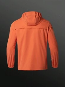 Manfinity Sport Corelite Chaqueta deportiva casual con capucha y estampado de letras de estilo novio, de manga larga, para primavera y otoño, chaqueta deportiva de manga larga naranja - Naranja Coral - Ver 2