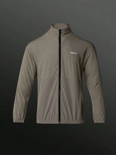 Manfinity Sport Corelite Poikaystävätyylinen miesten kirjainpainatus vetoketjullinen rento kuntourheilutakki, kuntosalivaatteiden vetoketjullinen urheilutakki