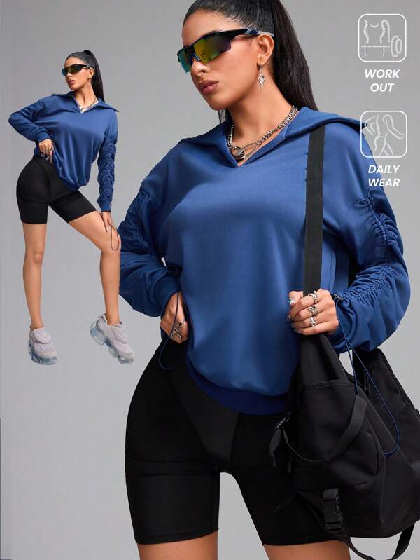 Innovista Women Loose Fit Pleated Long Sleeve Casual Fitness Sweatshirt Fall Sweatshirts,Tracksuit