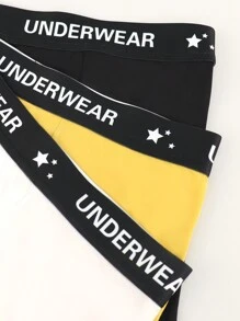 3pcs/Set Men's Patchwork Waistband Boxer Briefs - Multicolor - View 3