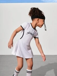 SHEIN Fete Vintage Font Letter Print Rochie Sport Pentru Yoga, Tenis, Badminton, Golf