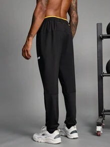Manfinity Sport Streetwear Boyfriend Style Men's Contrast Color Patchwork Front Tie Pocket Minimalist Sports Pants