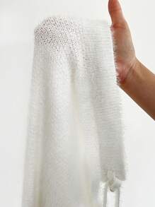 SHEIN Unity Women Solid Color Waist-Tie Casual Versatile Simple Sweater Pants - White - View 7